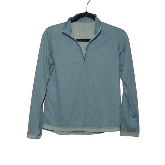 Patagonia Tops - Patagonia Womens Capilene Base Layer Top Shirt Green Long Sleeve Zip Mock Neck M
